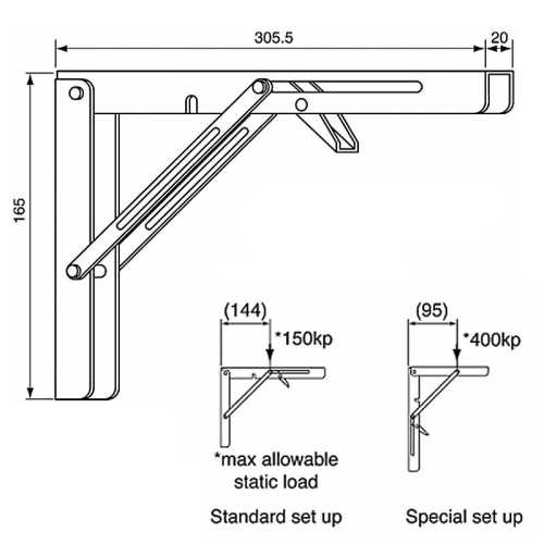 Supporto pieghevole in acciaio inox