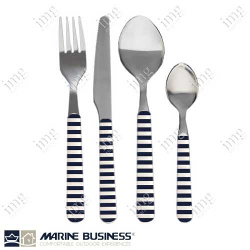 Servizio Posate in acciaio Inox e manico bianco e blue in ABS di Marine Business