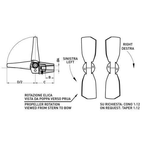 Elica abbattibile bipala Radice per Linea d'asse