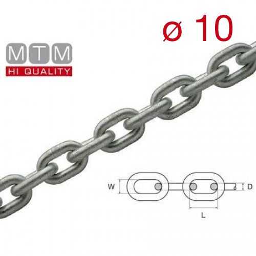 Catena calibrata zincata Ø 10 passo 30 MTM per verricelli
