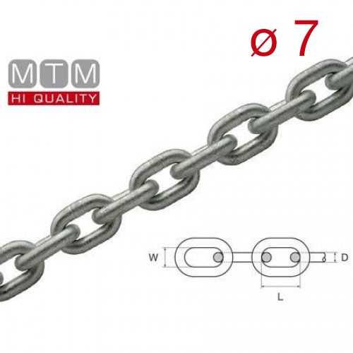 Catena calibrata zincata MTM Ø 7 per verricelli
