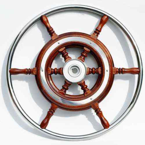 Ruota timone acciaio Inox e Mogano