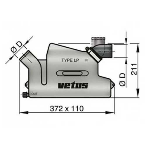 Dimensioni Marmitta Waterlock LP Vetus
