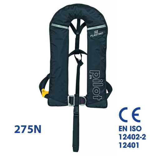 Giubbotto gonfiabile 165N Pilot Black cintura di sicurezza (Harness) Plastimo