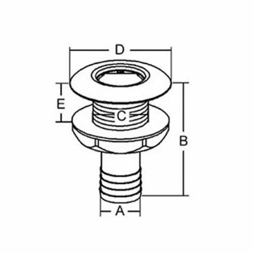 Scarico a mare cromato con portagomma