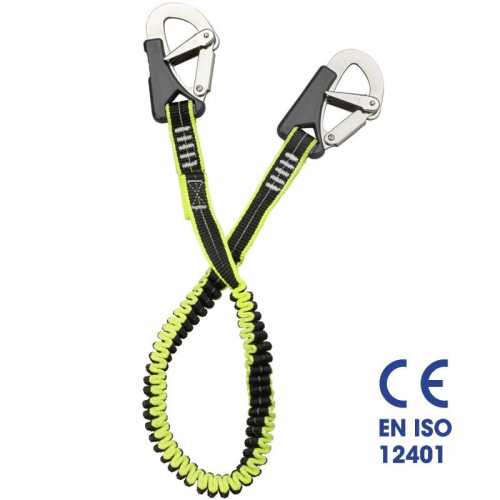 Cinghia sicurezza cordone ombelicale elastico 2 moschettoni Plastimo EN ISO 12401