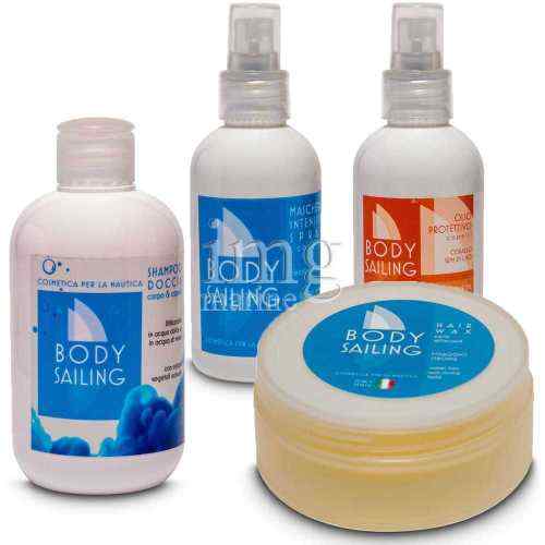 Kit mare Body Sailing 4 Shampoo doccia Olio Maschera Cera per capelli