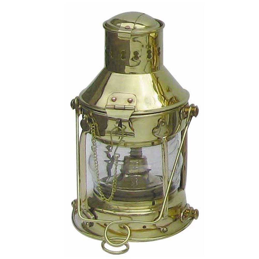 Lampada dell'ancora in ottone, funzionante a petrolio o elettrica H 24 cm.