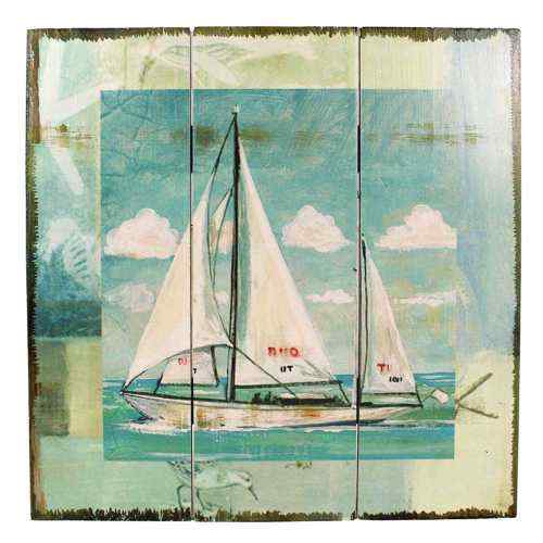 Quadro in legno con barca a vela