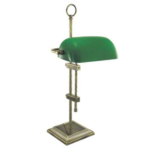 Lampada da tavolo in ottone anticato con opaline verde H55