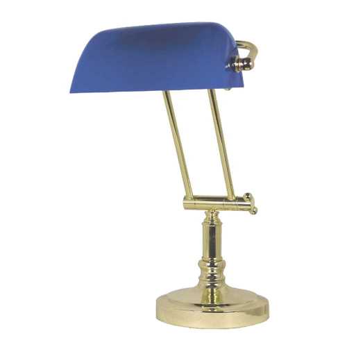 Lampada da tavolo in ottone con opaline blu