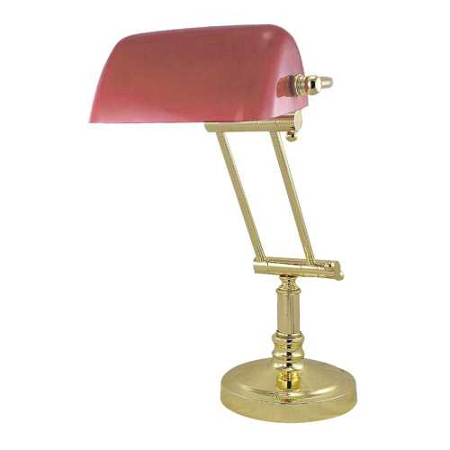 Lampada da tavolo in ottone con paralume opaline rosso