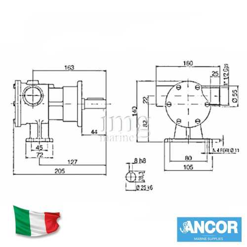 Pompa ST134 ANCOR misure