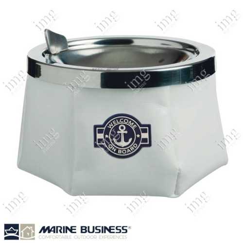 Portacenere da esterno antivento Anchor in skay Bianco e accaio inox, antiscivolo Marine Business