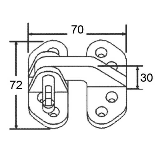Cerniera a filo 70x72 in acciaio inox alto spessore disegno