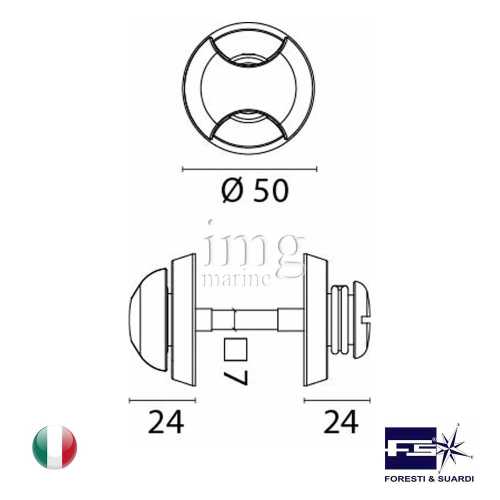 Nottolino Round50 in ottone cromato disegno