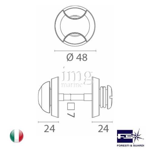 Nottolino Round48 in ottone cromato disegno