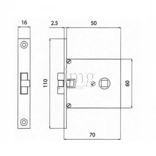 Serratura incasso 70x60 disegno