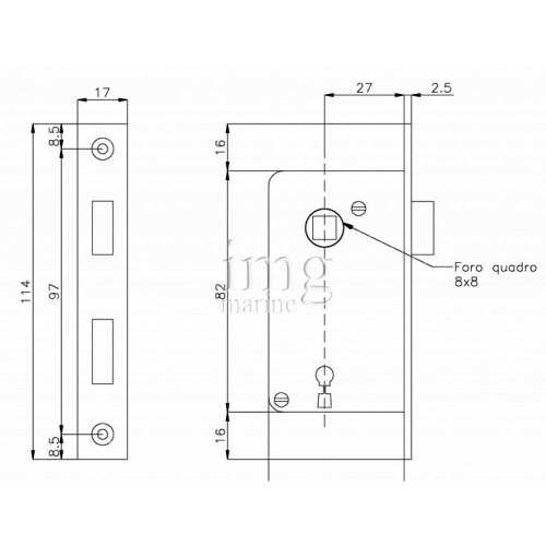 Serratura incasso 83x46 disegno