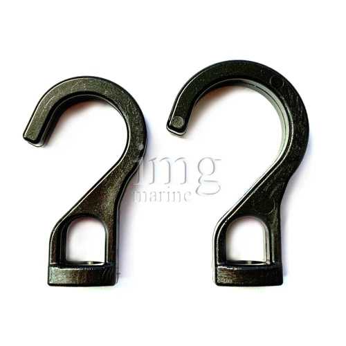 Gancio Nero in nylon, per tubi, per elastico ø 8 mm.