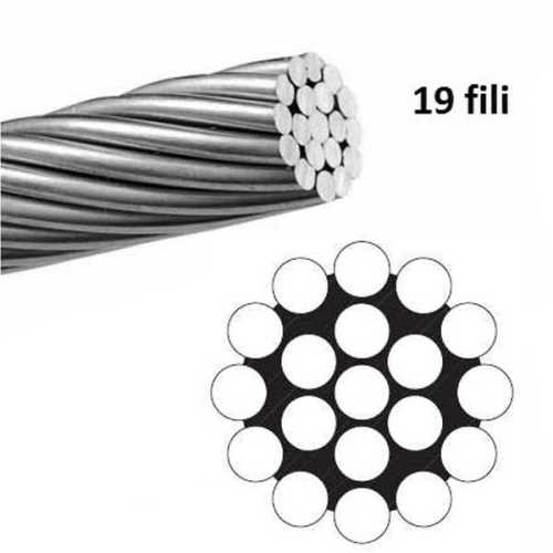 particolare cavo in acciaio inox AISI 316 a 19 fili
