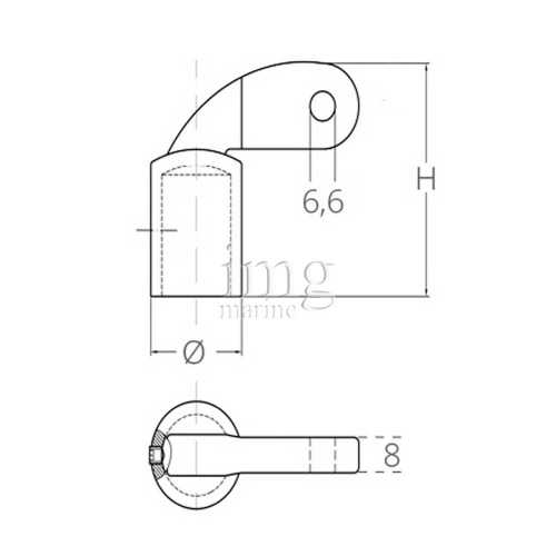 Cappuccio terminale ricurvo inox 316 misure