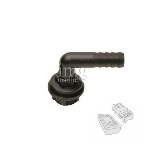 Raccordo portagomma curvo 90° 3/8 x 12 nero