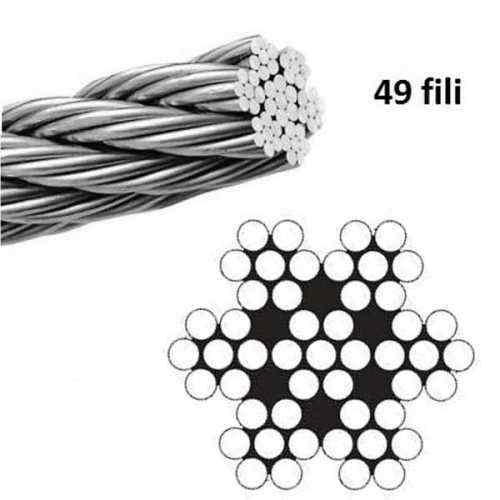 particolare cavo in acciaio inox AISI 316 a 49 fili