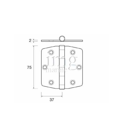 Cerniera a filo 75x74 in acciaio inox Extracrome misure