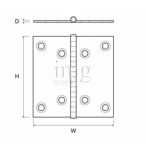 Cerniera a libro 100x100 in acciaio inox misure