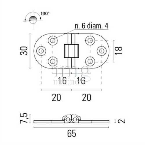 Cerniera con arresto per tavoli 80x30 ottone cromato misure