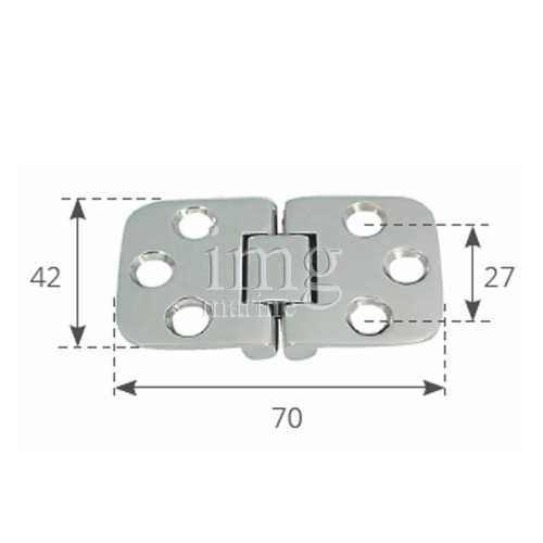 Cerniera con arresto per tavoli 70x42 acciaio inox AISI 316 misure