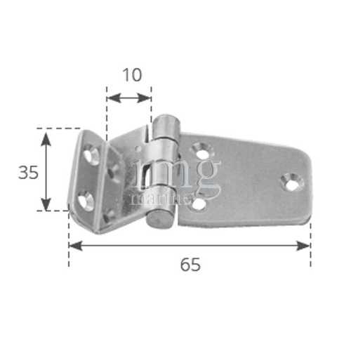 Cerniera a sbalzo 65x35 inox AISI 304 misure