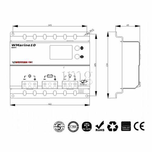 Regolatore di carica MPPT WMarine 10A Western misure