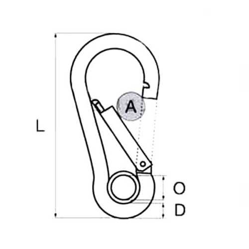 Moschettone inox AISI 316 con occhio carico di rottura dichiarato