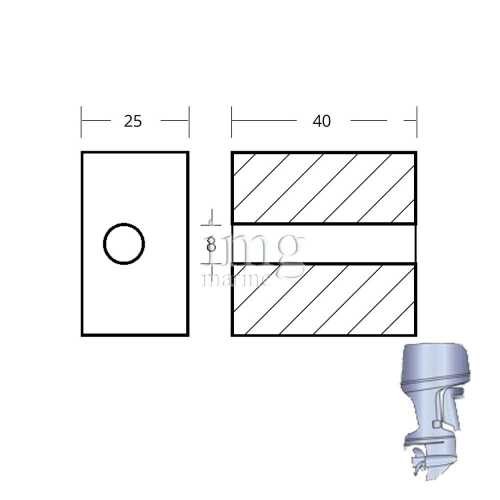 Anodo per fuoribordo 55/140 HP misure