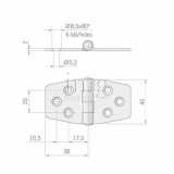 Cerniera inox AISI 316 esagonale 75x40