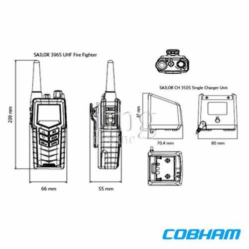UHF portatile SAILOR 3965 Fire Fighter misure