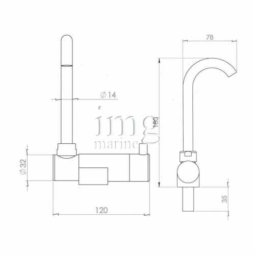 Rubinetto miscelatore abbattibile Low misure