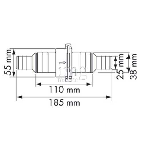 Valvola di non ritorno in linea Plastimo disegno