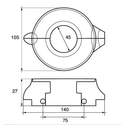 Anodo alluminio per Sail Drive 120 VOLVO disegno
