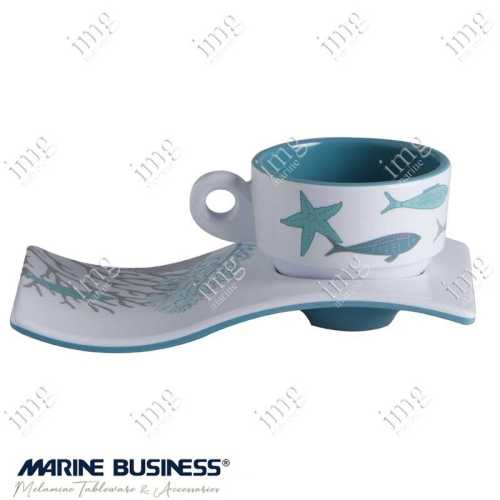 6 Tazzine da caffè con piattino serie Coastal Marine Business