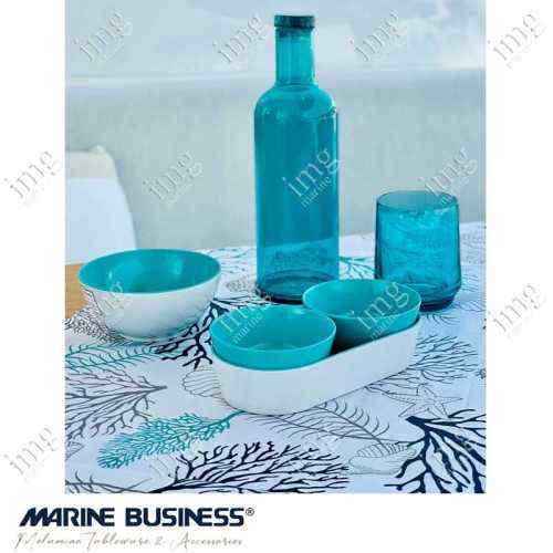 Tovaglia bianca con stoviglie serie Coastal Marine Business