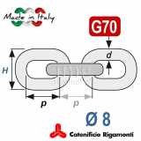 Misure catena calibrata Nautis 65-70 Ø 8 Rigamonti