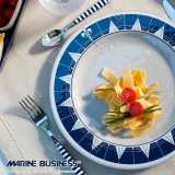 Piatto piano Pacific con posate Stripes Blu Marine Business