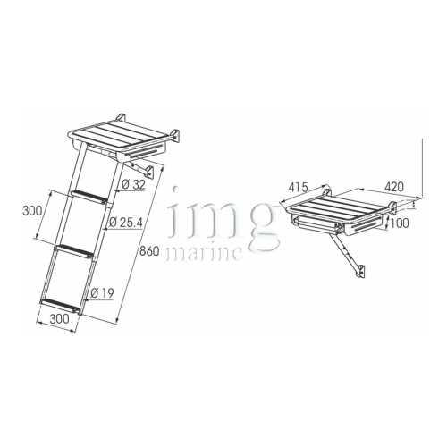 Plancetta di poppa in teak con scaletta misura