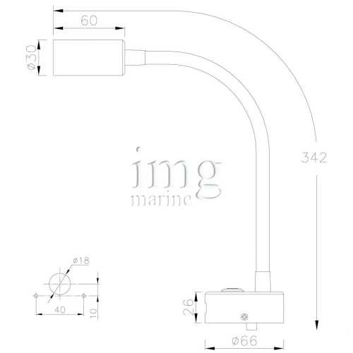 Faretto a LED snodato con presa USB disegno