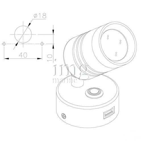 Faretto a LED con presa USB disengo