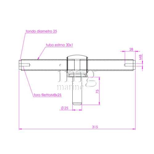 Perno pivottante in alluminio per passerella misure