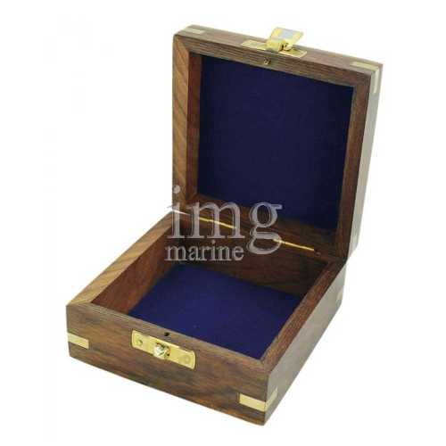 Scatola in legno con intarsi in ottone Grande Interno